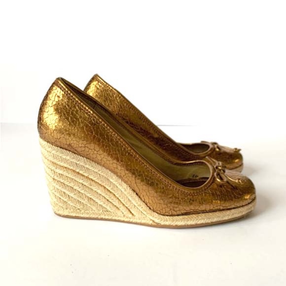 COACH METALLIC ESPADRILLE WEDGE - Picture 2 of 7